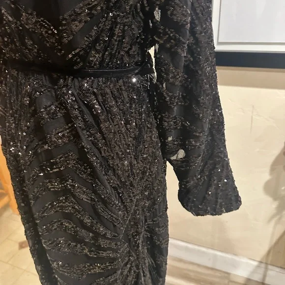 NEW Black Sequin Long Sleeve Dress - Picture 6 of 9